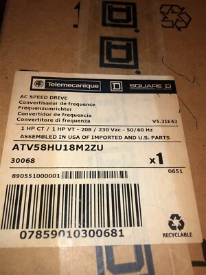 ATV58HU18M2ZU Schneider VFD 1 HP 208/230V. New In The Box - Image 1 of 2