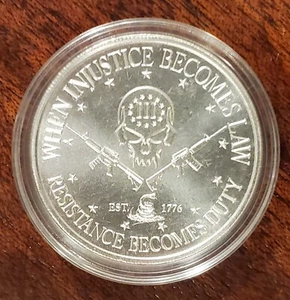 Quando l'ingiustizia diventa legge 2 oz .999 argento intaglio tondo come nuovo - Foto 1 di 2