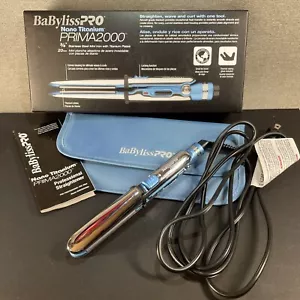 BaByliss PRO Nano Titanium PRIMA2000 3/4" Flat Iron Travel Size Mini Blue - Picture 1 of 4