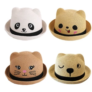 Baby Infant Summer Straw Hat Kids Boy Girl Cartoon Fedora Sun Cap Holiday Beach - Picture 1 of 16