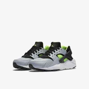 Nike Huarache Run GS 654275 015 Wolf Grey/Black-Electric Green New Kids Size 5Y - Picture 1 of 7