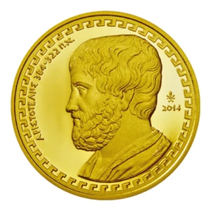 Grecia, 2014, moneta d'oro da 200 euro, Aristotele, maestro di Alessandro Magno! - Foto 1 di 3