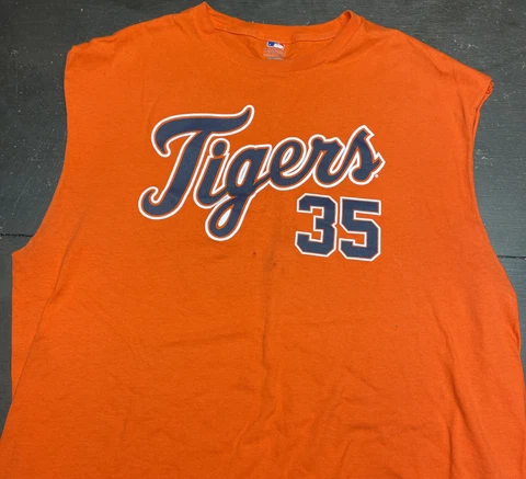 2XL XXL MLB  Detroit Tigers #35 Justin Verlander Orange Sleeveless T Shirt Cover