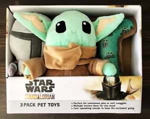 Star Wars Mandalorian Confezione da 3 Giocattoli per Animali Domestici - Peluche, Texture Multipla, Suono Cigolante, - Foto 1 di 3