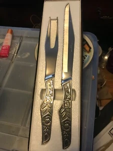 Free shipping- vintage stainless steel carving set:meat fork &knife. - Picture 1 of 10