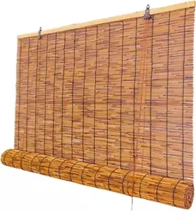 Reed Roller Blinds 72X72In Natural Coffee Window Shade Indoor Outdoor Rustic - Picture 1 of 12