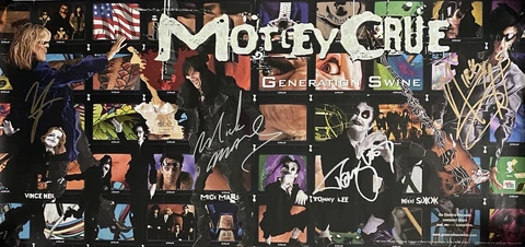 Motley Crue Signed Poster Vince Neil Tommy Lee Nikki Sixx Mick Mars Autographed Cover