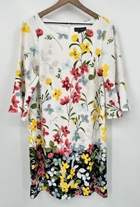 Abito Jessica Howard Shift donna 14W bianco floreale manica a campana lunghezza ginocchio - Foto 1 di 9