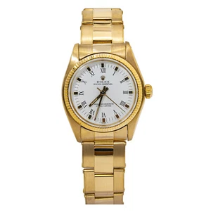 Rolex Oyster Perpetual 6751 18k Midsize Auto Watch White Dial Unisex Watch 31mm - Picture 1 of 5