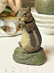 Streifenhörnchen von M. Deaton 1981 handbemalt Kaltguss Bronze - Bild 1 von 7