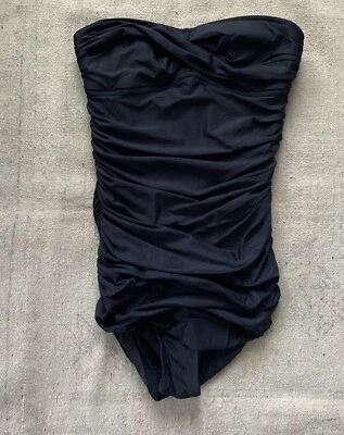 Traje de baño de una pieza gris bandeau con falda talla 4 J.CREW sin tirantes fruncido Foto 1 de 4