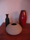 Keramikvase flach/grau 50er 60er vintage