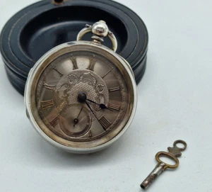 ANTIQUE SOLID SILVER J.A. DAVIS EBBWVALE FUSEE POCKET WATCH /M088 - Picture 1 of 8