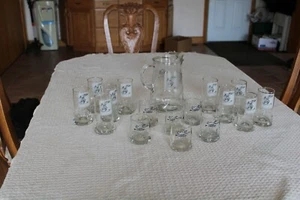 Johnny Hart BC 1979 Retired Vintage Comics Pitcher & 10 Tumbler & 6 Rock Glasses - Picture 1 of 12
