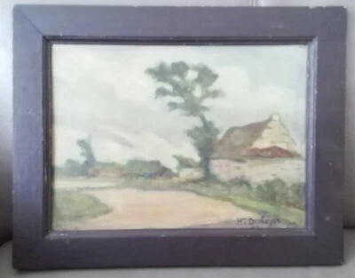 Ancien Tableau Peinture Huile Sur Panneau Bretagne Côtes du nord H. Deshayes  - Photo 1/4