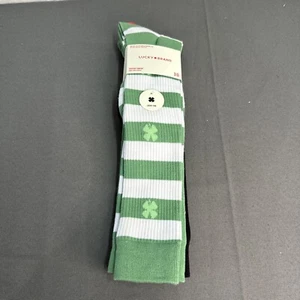 LUCKY BRAND Ladies Knee high Socks Size 4-10 Shamrocks Green Black New 3-pair - Picture 1 of 6