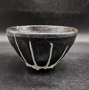 Handmaid's Studio Art Pottery Black 6.5" Cereal Salad Bowl Signed JB - Picture 1 of 12