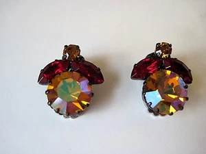 FRANCOISE MONTAGUE PARIS / F M PARIS  - RHINESTONE CLIP ON EARRINGS EXCELLENT - Picture 1 of 5