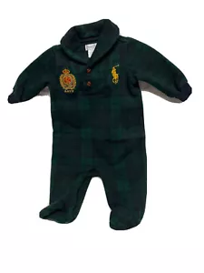 Raro Polo Bebé Infantil de Una Pieza Ralph Lauren Reloj Negro Escudo a Cuadros Algodón/Poliéster - Imagen 1 de 12