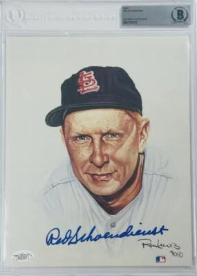 RED SCHOENDIENST SIGNED BAS SLABBED 8X10 PHOTO ST LOUIS CARDINALS AUTOGRAPH JSA - Image 1 of 2