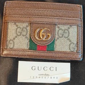 Gucci Leather Trimmed Ophidia GG Card Case Holder DEFECT READ CAREFULLY - Picture 1 of 12