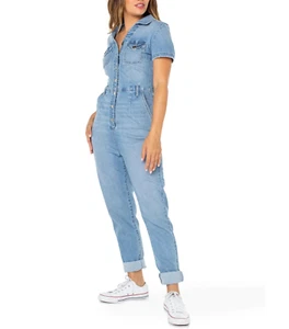 Celebrity Pink Junior Slim Fit Boilersuit Damen XS Blau Kurzarm Taschen - Bild 1 von 4