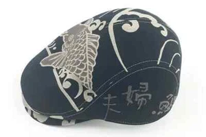 Japanese Traditional Arimatsu Shibori Hunting Hat Fortunate Married Couple Carp - Picture 1 of 4