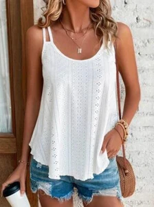 Hollow Out Casual Camisole Tank Top Women Undershirt Sexy Tops Female T Shirt Sl - Picture 1 of 15