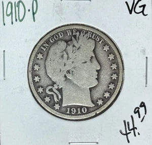 1910-P FRISEUR SILBER HALBER DOLLAR ~ SEHR GUTER ZUSTAND ~ SCHÖNE MÜNZE ~ - Bild 1 von 2