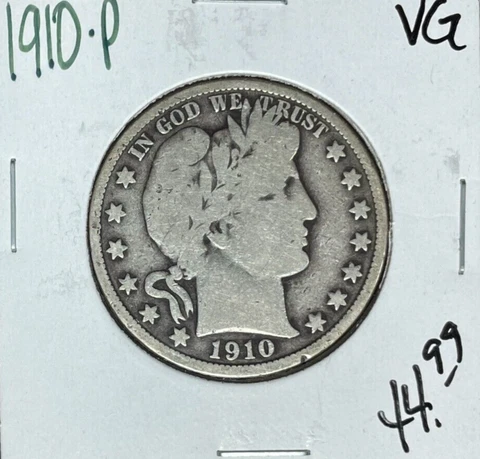 1910-P BARBER SILVER HALF DOLLAR ~ VG  ~NICE COIN~ Cover
