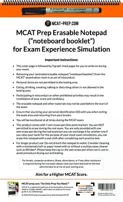 MCAT Prep Erasable Notepad/Whiteboard (noteboard booklet) with Staedtler Marker - Image 1 of 4