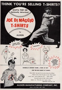 Anuncio impreso de folleto de venta de camisetas Joe Di Maggio 1948 - Imagen 1 de 2
