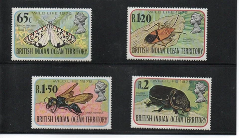 British Indian Ocean 1976 (86/89) Wildlife Insects Butterflies Set MNH VF stamps Cover