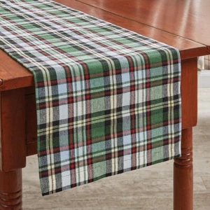Happy Trails RUNNER 13X36 COUNTRY Green Blue Red Gray White Plaid Sturdy Park - Picture 1 of 3