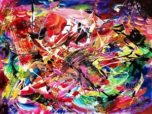 Passion 052424 Original Painting Exquisite Abstract on unstretched canvas sheet - Picture 1 of 8