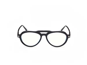 Tom Ford TF5760-B 001 Black Aviator Plastic Eyeglasses Frame 55-17-145 blue ligh - Picture 1 of 3