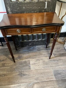 Antique Folding & Rotating Mahogany Card Game Hall Console Table with Hidden Com - Picture 1 of 4