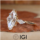 2.50ct Marquise Cut Certified Lab Grown Diamond Three Stone Ring 14k Yellow Gold