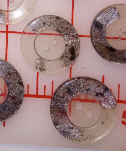 10 Vintage Italian MEDIUM 2 Hole Button Faux Tortoise Gray Hint Silver 7/8" 22mm - Image 1 of 4