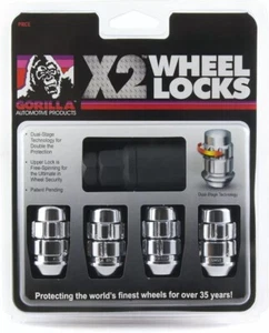 Gorilla 71621X X2 Wheel Locks, 12mm x 1.25 Thread, Bulge Acorn, Chrome, 12x1.25 - Picture 1 of 3