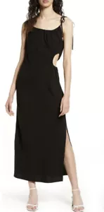 & OTHER STORIES Cut Out Dress Black Midi Linen / EU 38 / US 4-6 Small Strappy - Picture 1 of 5