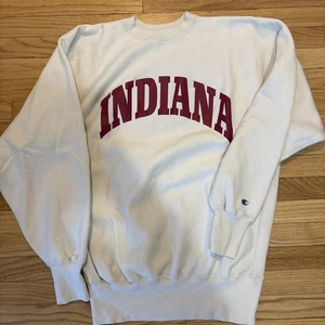 Vintage 90s Men’s Champion Reverse Weave Sweatshirt Indiana Cream XXL - Picture 1 of 6