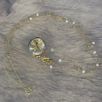 Vintage Swiss Made Bucherer 17 J Skeleton Clock Pendant Necklace-Not Working!! - Image 1 of 4