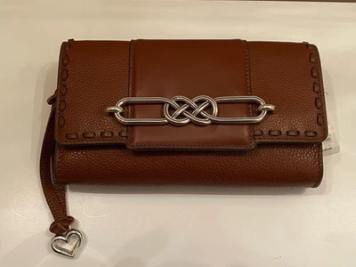 Auténtica billetera de cuero marrón bourbon Brighton Allie nueva al por menor $335 nueva con etiquetas Foto 1 de 4