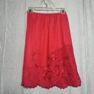 Vanity Fair Red Slip Sz Large Scalloped Hem Pinup 50’s 60’s Slip Dress (A) - Picture 1 of 8