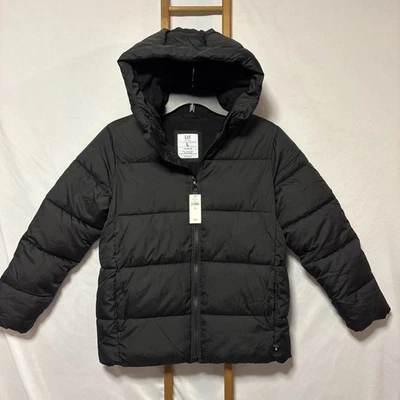 Abrigo Chaqueta de Invierno Gap Unisex Cold Control Max Con Capucha Negro Talla Juvenil Grande Foto 1 de 4
