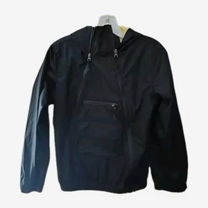 Wantdo Black Asymmetrical Zip Lightweight Lined Hooded Jacket Kids Size 10/12 - Picture 1 of 5