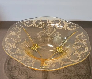 Vintage Fostoria Yellow Versailles Three Footed Bowl 12" Topaz - Picture 1 of 8