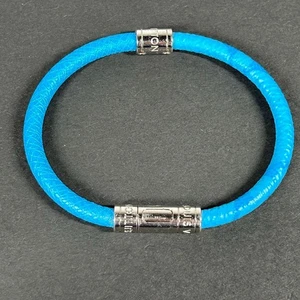 Louis Vuitton Taigarama Neo Split Bracelet Bangle Light Blue Leather M6583D Auth - Picture 1 of 11