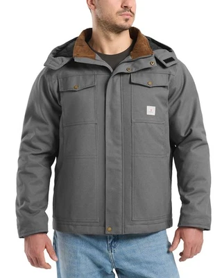 HISEA Men's Insulated Work Jackets Quilted Lined Hooded Duck Canvas Coat Pockets - Image 1 of 4